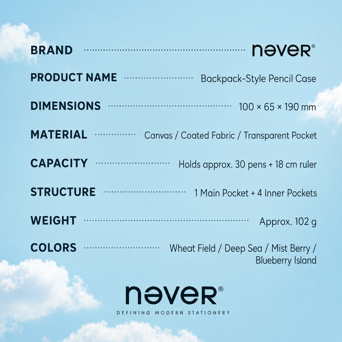 Backpack-Style Standing Pencil Case Color-Block Pen by never - color option view for journaling writing tool | Lumiyear