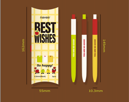 Apple Pie Color-Block Gel Pen Set (3 Pcs)
