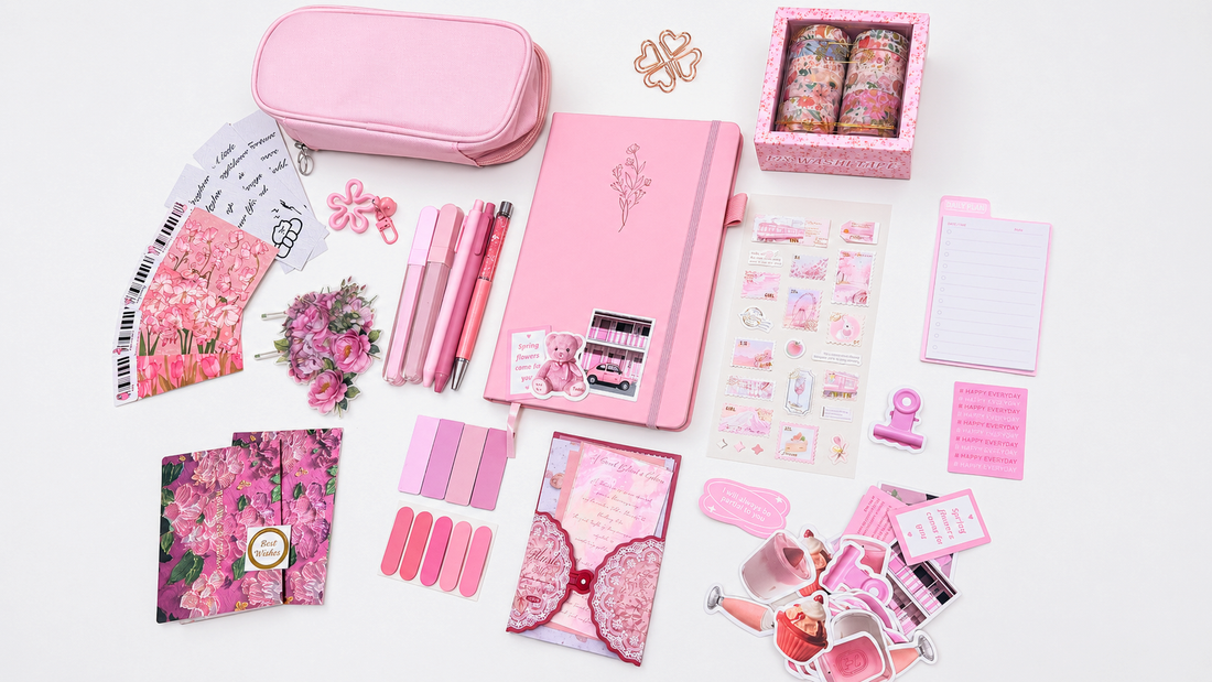 Pink Stationery Set - aesthetic stationery and journaling supplies at Lumiyear