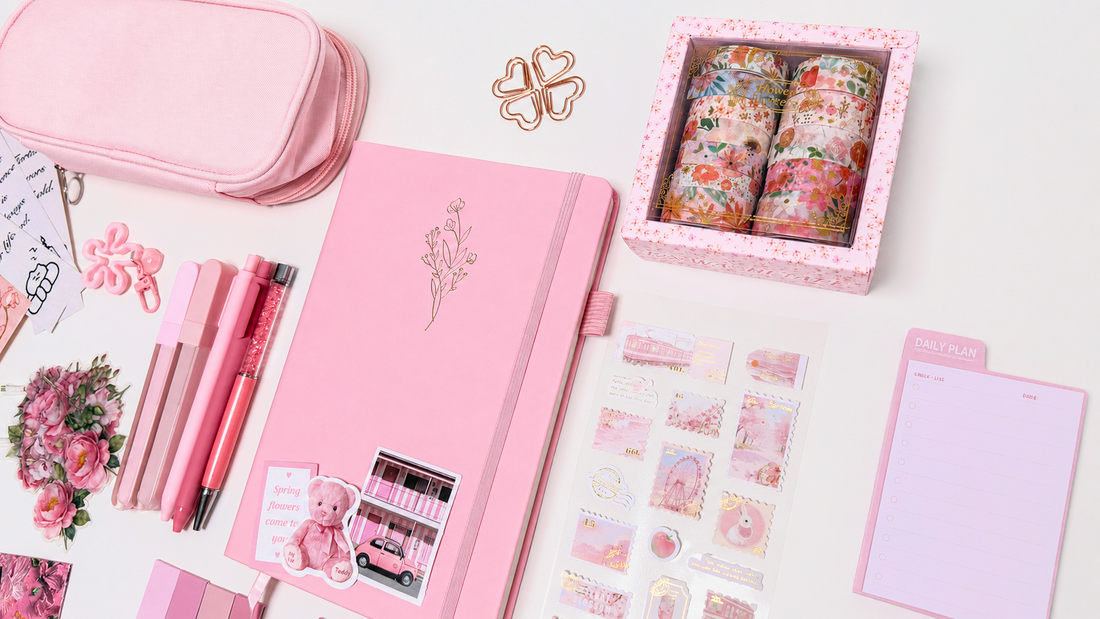 Pink Stationery Set - aesthetic stationery and journaling supplies at Lumiyear