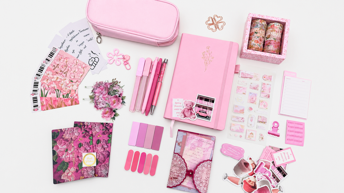 Pink Stationery Set - aesthetic stationery and journaling supplies at Lumiyear