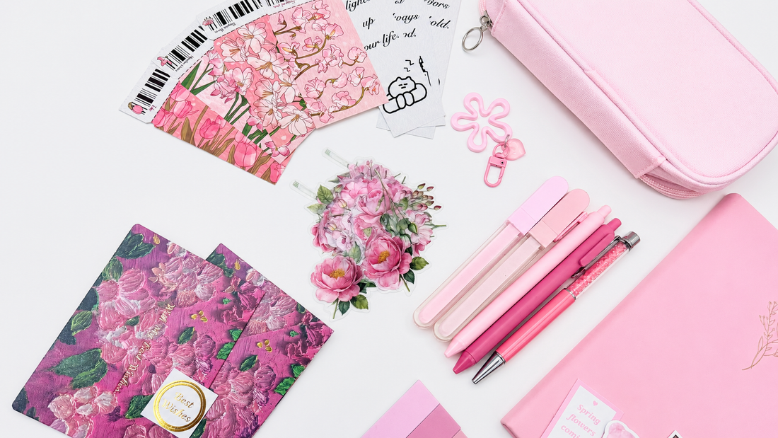 Pink Stationery Set - aesthetic stationery and journaling supplies at Lumiyear