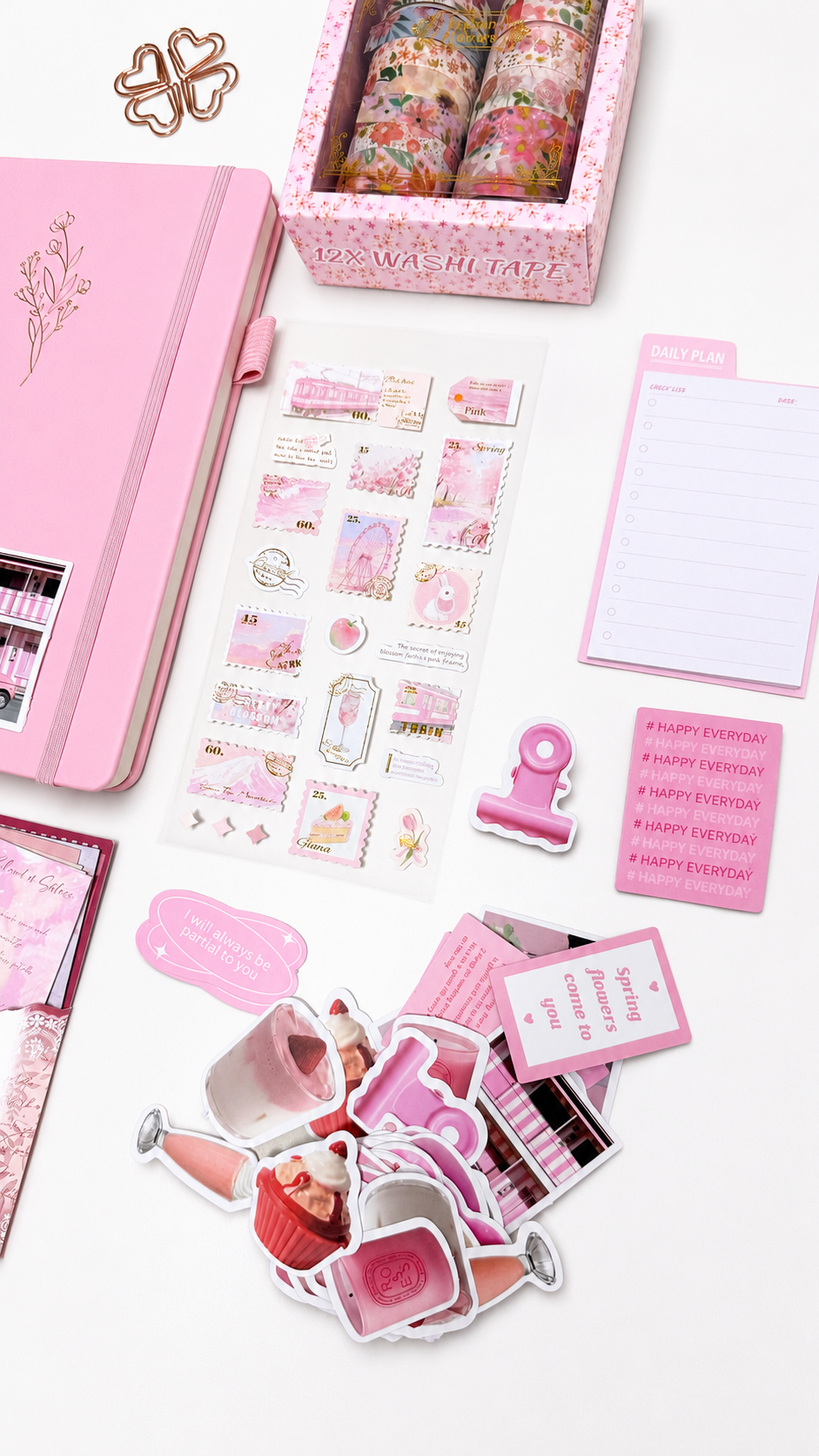Pink Stationery Set - aesthetic stationery and journaling supplies at Lumiyear