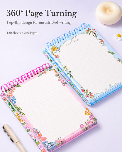 "Pastoral Florals" A5 Top-Flip Spiral Notebook
