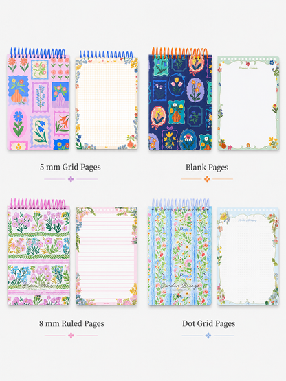"Pastoral Florals" A5 Top-Flip Spiral Notebook