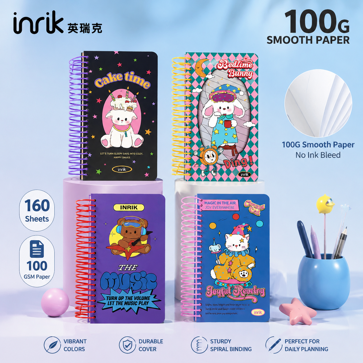 Illustrated 48K Spiral Notebook by inrik - aesthetic stationery and journaling supplies at Lumiyear