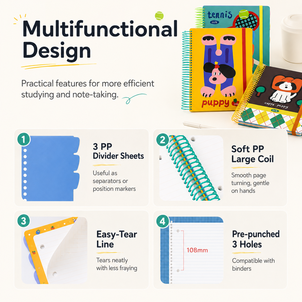 A4 Spiral Notebook with Elastic Band