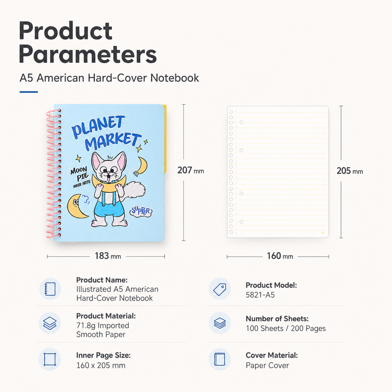 A5 Spiral Notebook with Perforated Pages