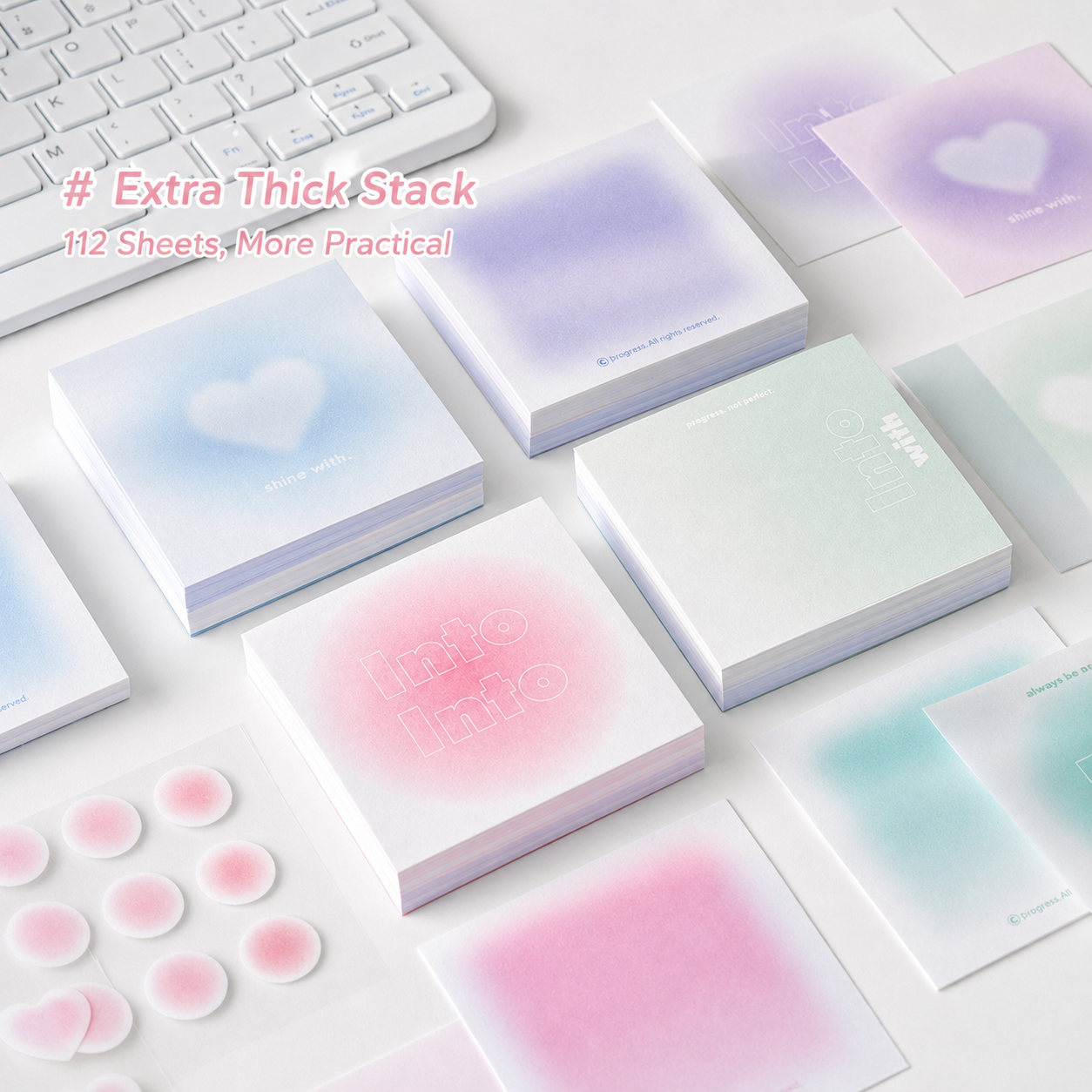 ROSYPOSY Aesthetic Pastel Sticky Note Set with PP Storage Box by ROSYPOSY - aesthetic stationery and journaling supplies at