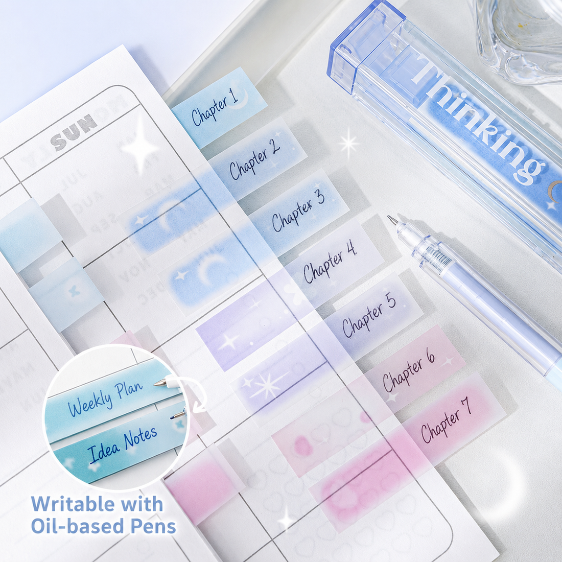 ROSYPOSY Lip Gloss Style Translucent PET Index Tabs Set by ROSYPOSY - aesthetic stationery and journaling supplies at