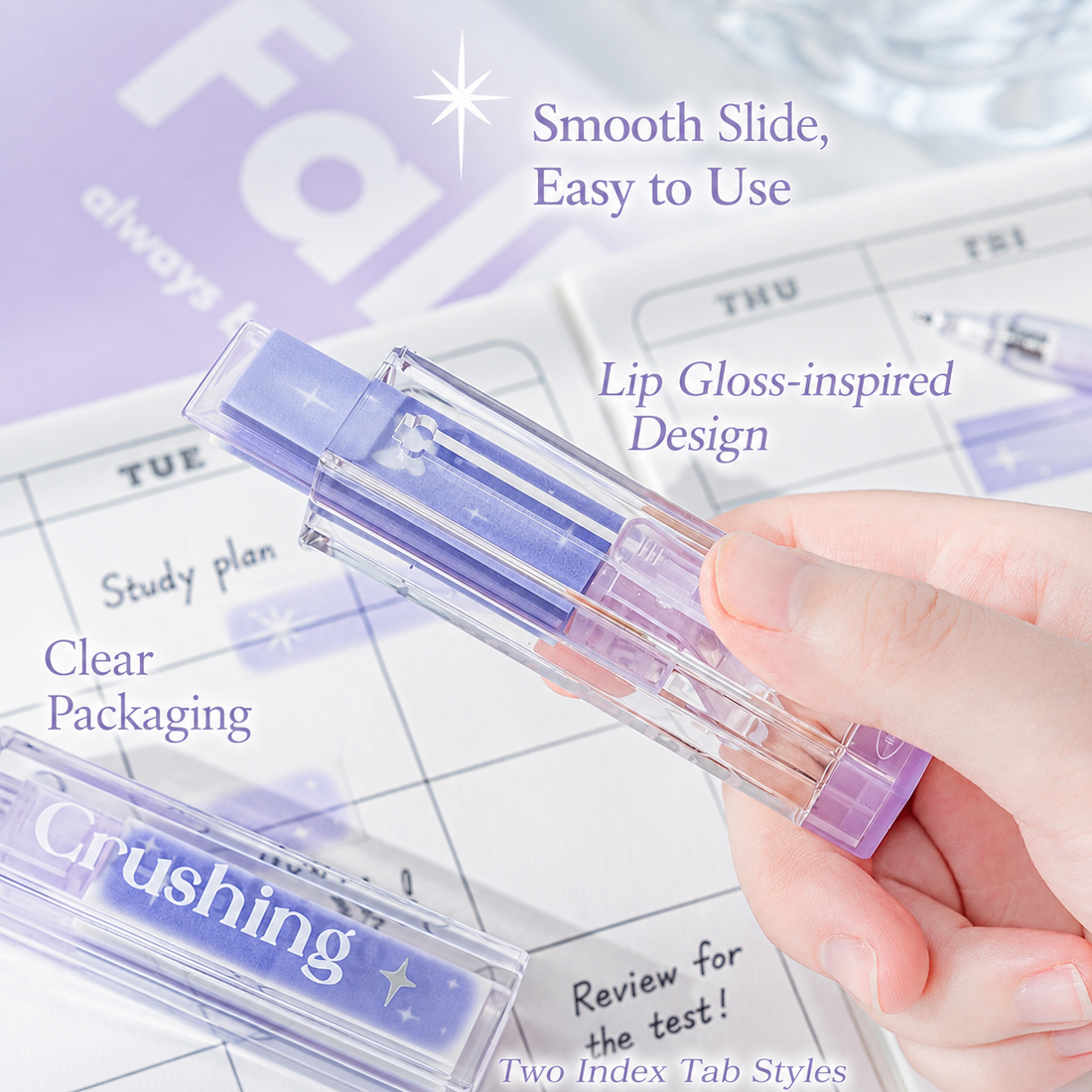 ROSYPOSY Lip Gloss Style Translucent PET Index Tabs Set