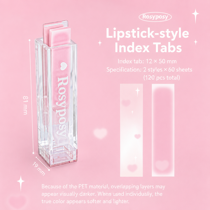 ROSYPOSY Lip Gloss Style Translucent PET Index Tabs Set by ROSYPOSY - aesthetic stationery and journaling supplies at