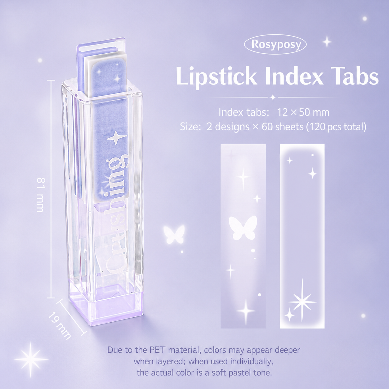 ROSYPOSY Lip Gloss Style Translucent PET Index Tabs Set by ROSYPOSY - aesthetic stationery and journaling supplies at