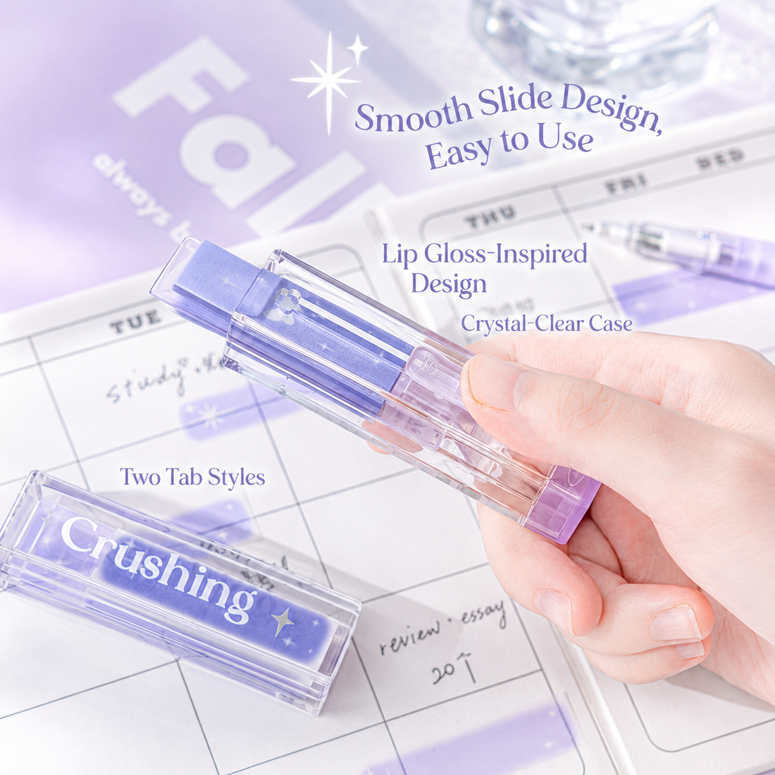 ROSYPOSY Lip Gloss Style Translucent PET Index Tabs Set