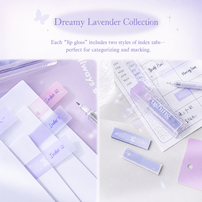 ROSYPOSY Lip Gloss Style Translucent PET Index Tabs Set