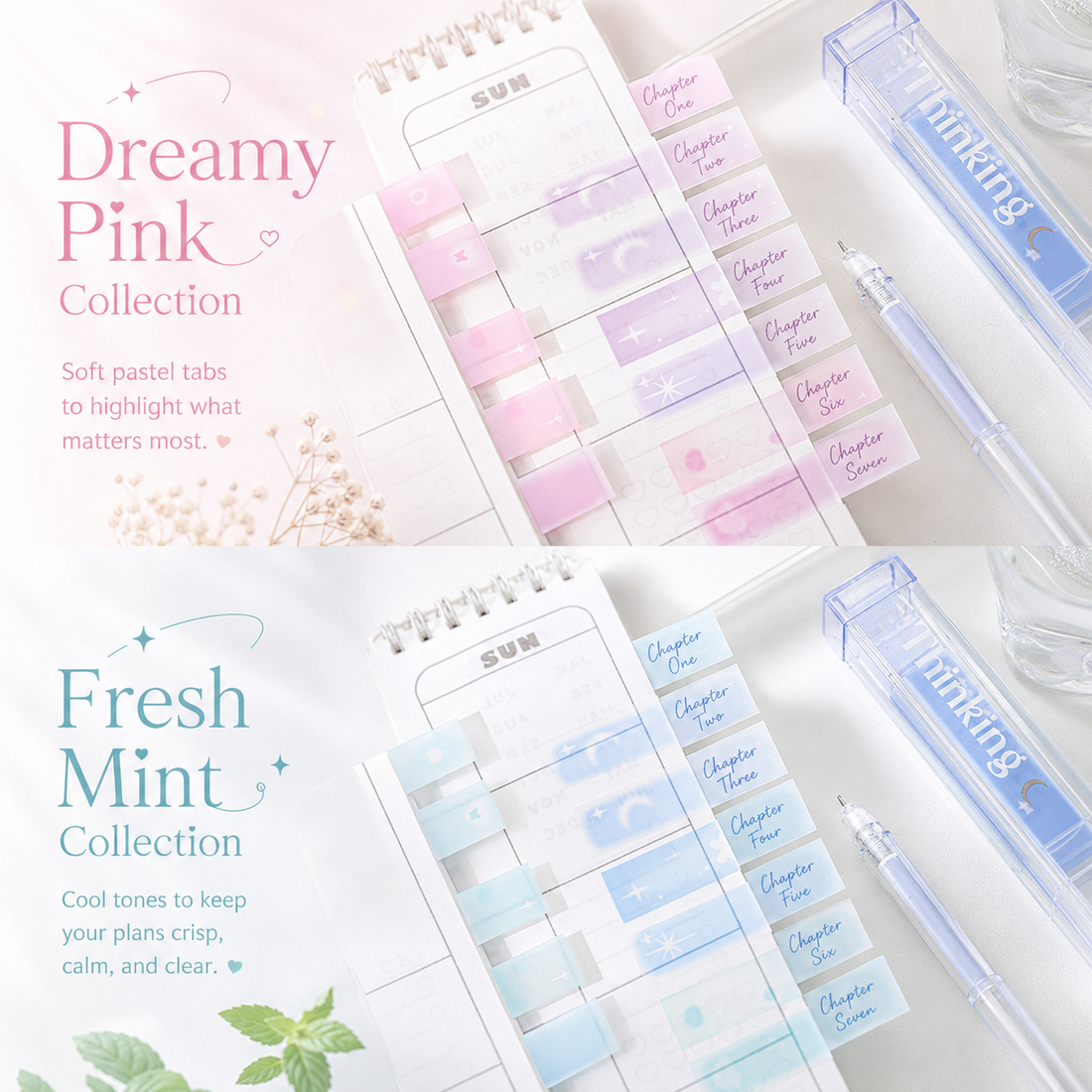 ROSYPOSY Lip Gloss Style Translucent PET Index Tabs Set