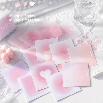 ROSYPOSY Aesthetic Pastel Sticky Note Set with PP Storage Box