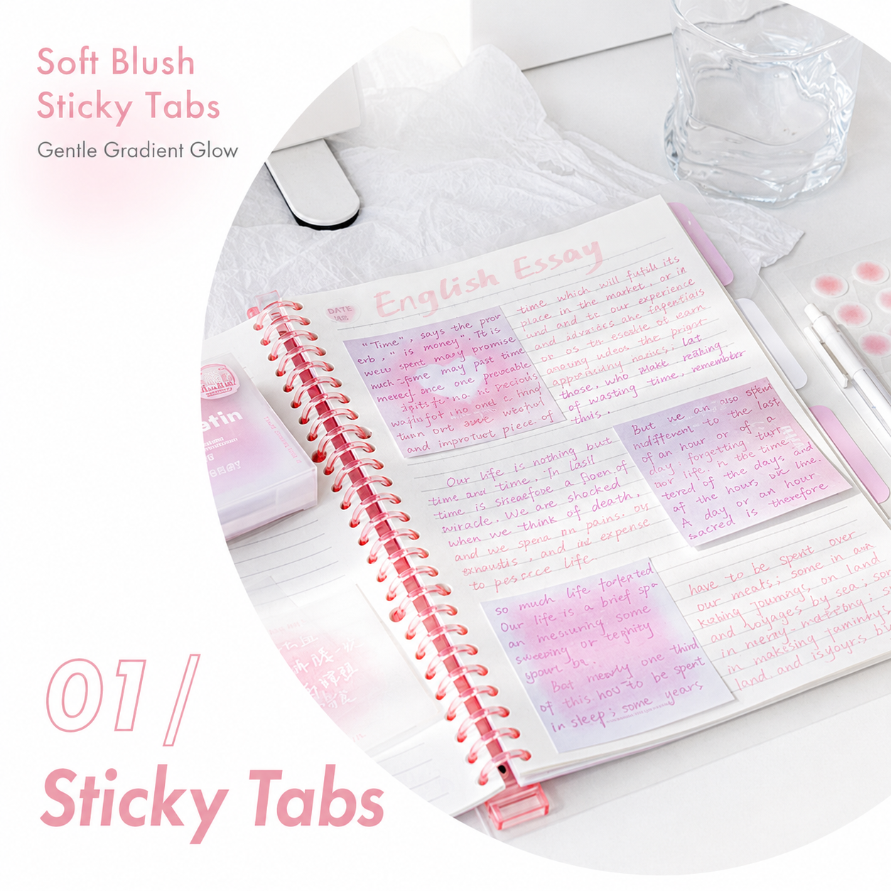 ROSYPOSY Aesthetic Pastel Sticky Note Set with PP Storage Box