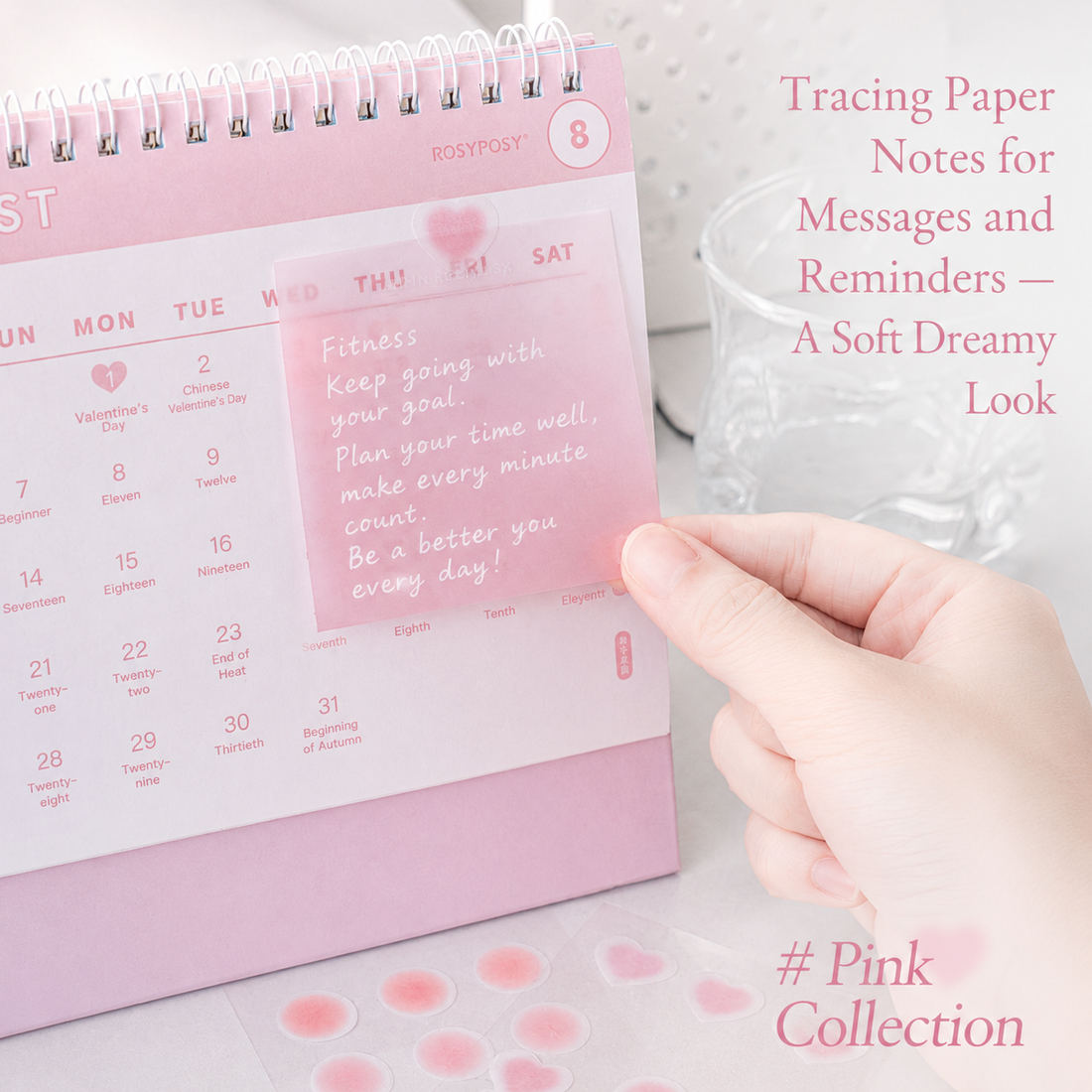 ROSYPOSY Aesthetic Pastel Sticky Note Set with PP Storage Box