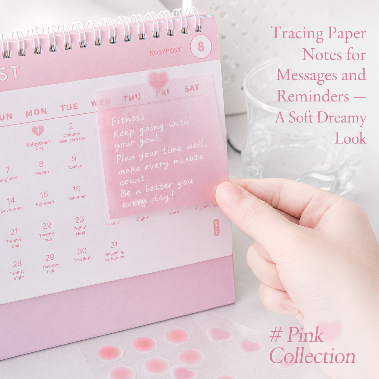 ROSYPOSY Aesthetic Pastel Sticky Note Set with PP Storage Box