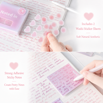 ROSYPOSY Aesthetic Pastel Sticky Note Set with PP Storage Box