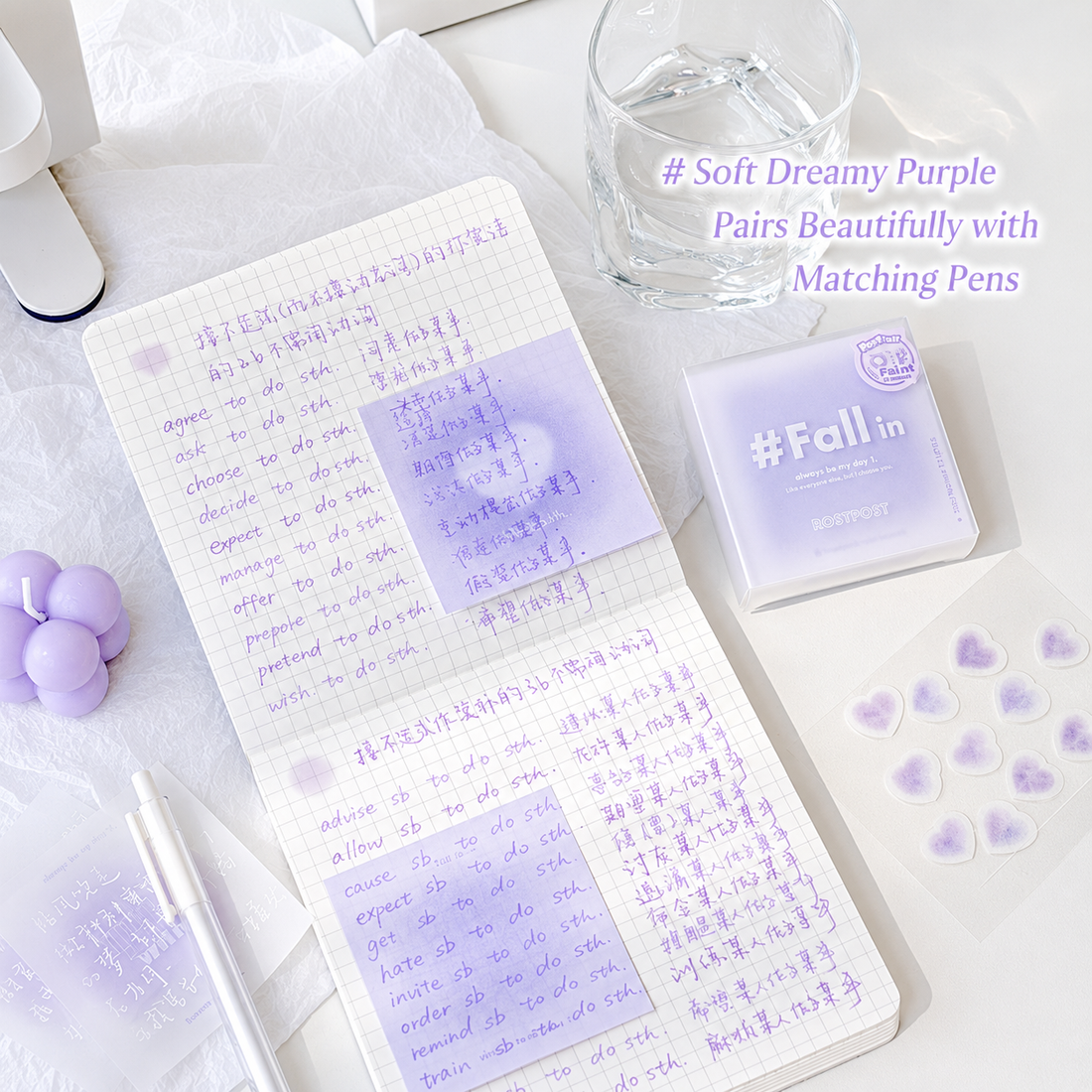 ROSYPOSY Aesthetic Pastel Sticky Note Set with PP Storage Box