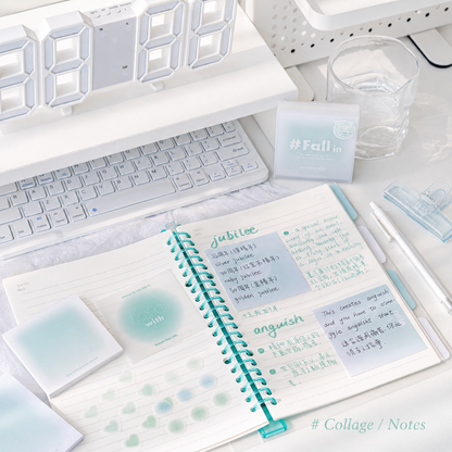 ROSYPOSY Aesthetic Pastel Sticky Note Set with PP Storage Box