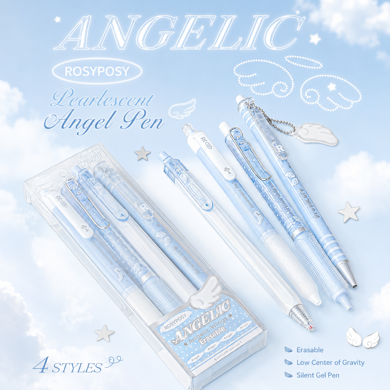 ROSYPOSY Angelic Wings Pearlescent Gel Pen Set