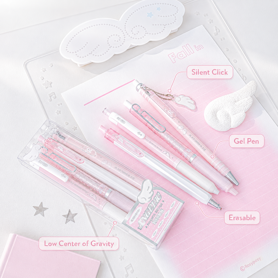 ROSYPOSY Angelic Wings Pearlescent Gel Pen Set