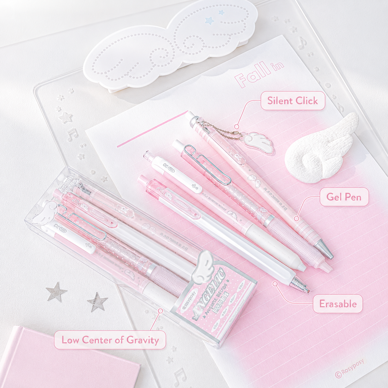 ROSYPOSY Angelic Wings Pearlescent Gel Pen Set