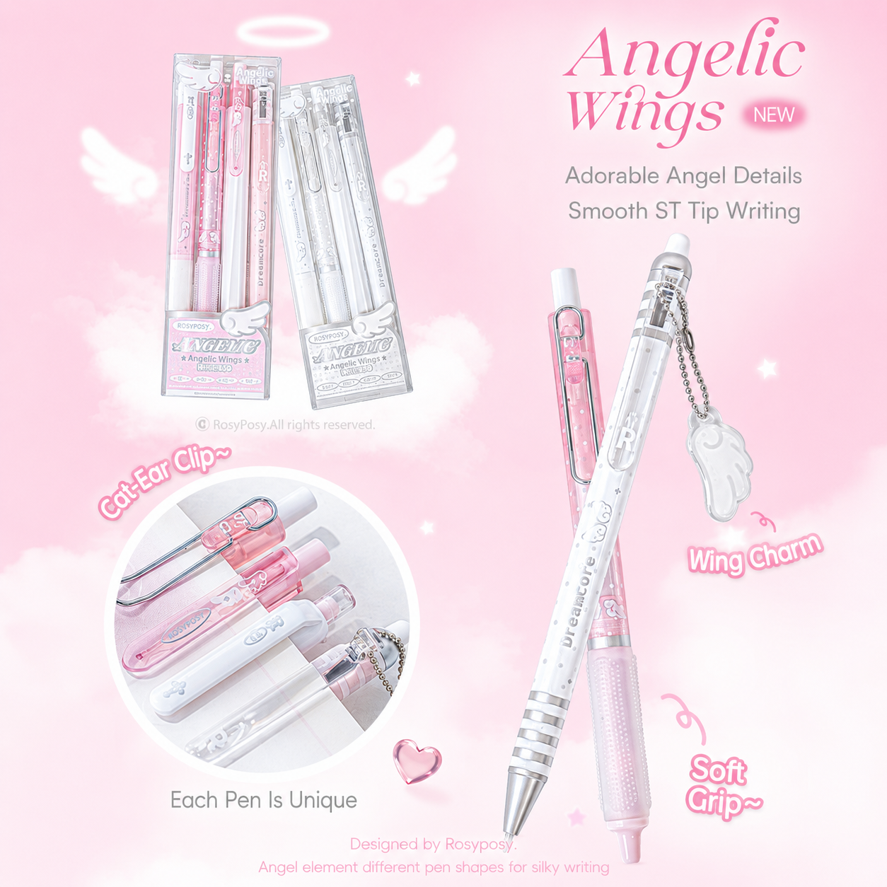 ROSYPOSY Angelic Wings Pearlescent Gel Pen Set