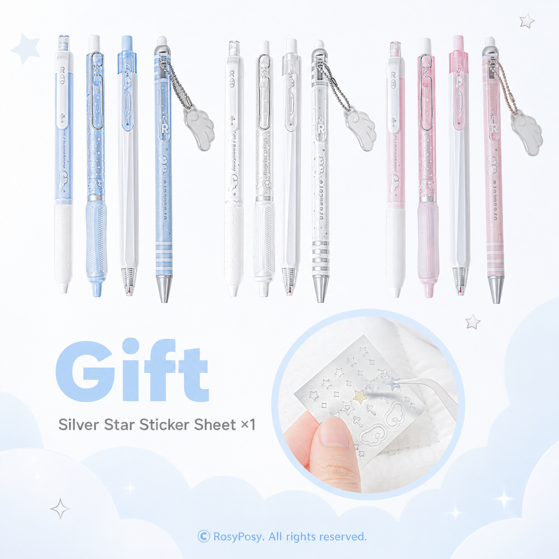ROSYPOSY Angelic Wings Pearlescent Gel Pen Set