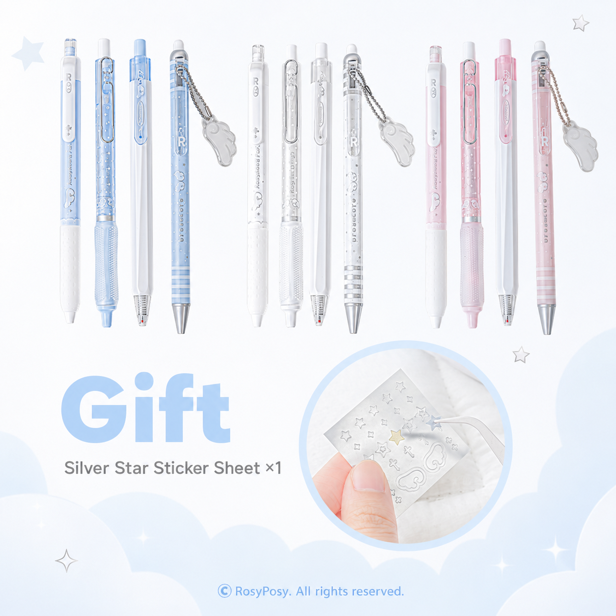 ROSYPOSY Angelic Wings Pearlescent Gel Pen Set