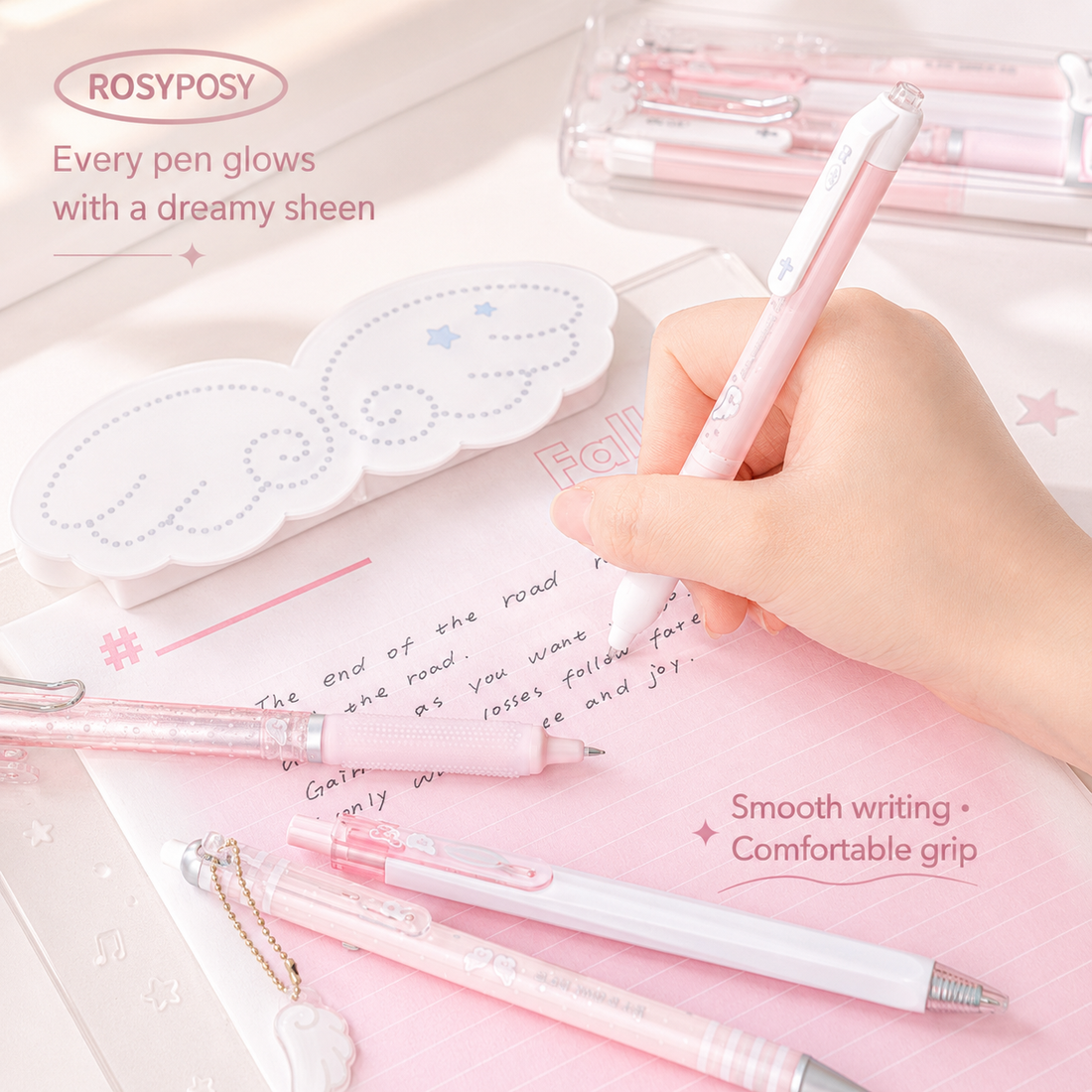 ROSYPOSY Angelic Wings Pearlescent Gel Pen Set by ROSYPOSY - aesthetic stationery and journaling supplies at Lumiyear