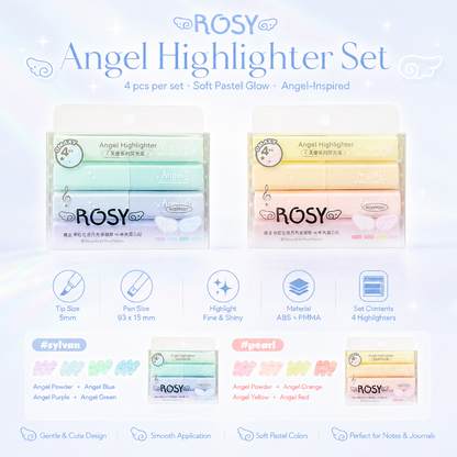 ROSYPOSY Angelic Shimmer Pastel Highlighter Set by ROSYPOSY - aesthetic stationery and journaling supplies at Lumiyear