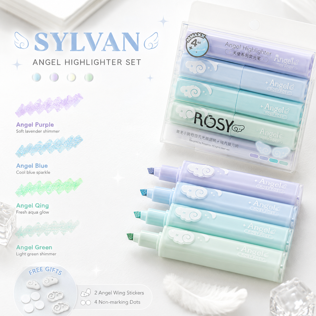 ROSYPOSY Angelic Shimmer Pastel Highlighter Set