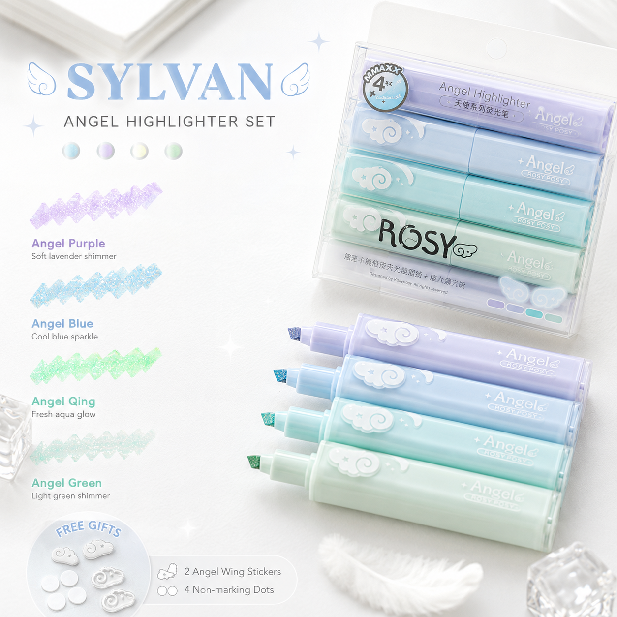 ROSYPOSY Angelic Shimmer Pastel Highlighter Set