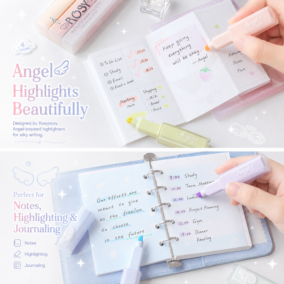 ROSYPOSY Angelic Shimmer Pastel Highlighter Set