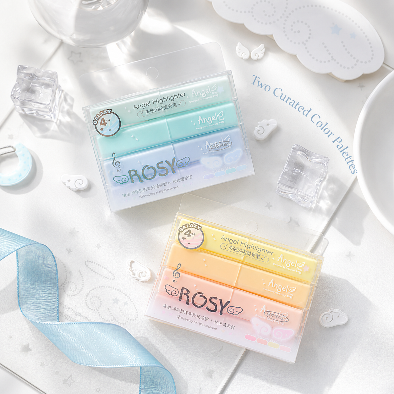 ROSYPOSY Angelic Shimmer Pastel Highlighter Set by ROSYPOSY - aesthetic stationery and journaling supplies at Lumiyear