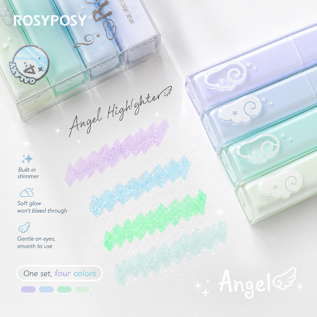 ROSYPOSY Angelic Shimmer Pastel Highlighter Set