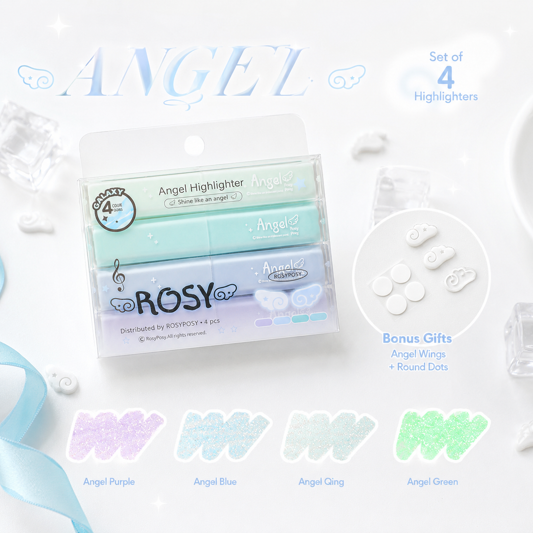 ROSYPOSY Angelic Shimmer Pastel Highlighter Set