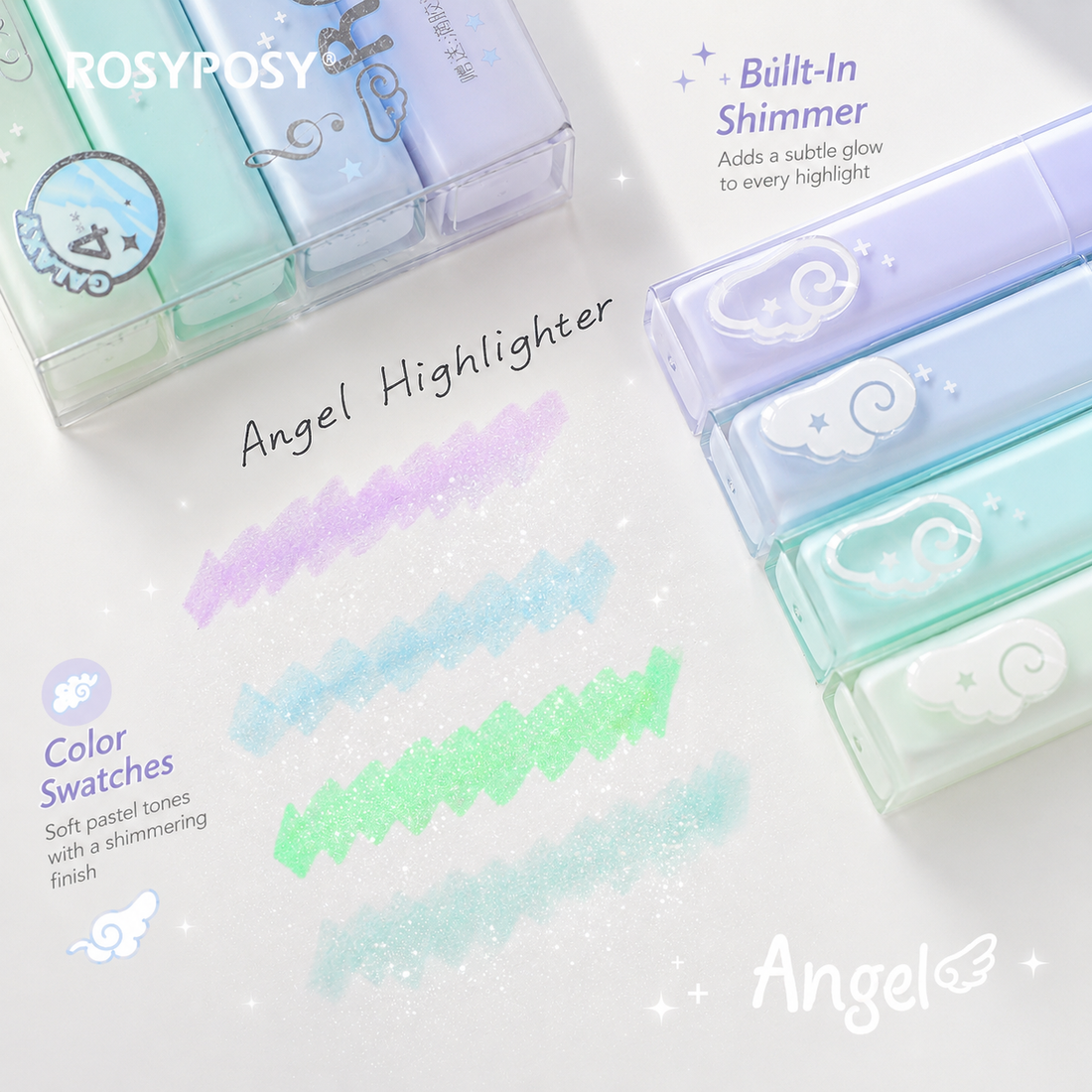 ROSYPOSY Angelic Shimmer Pastel Highlighter Set