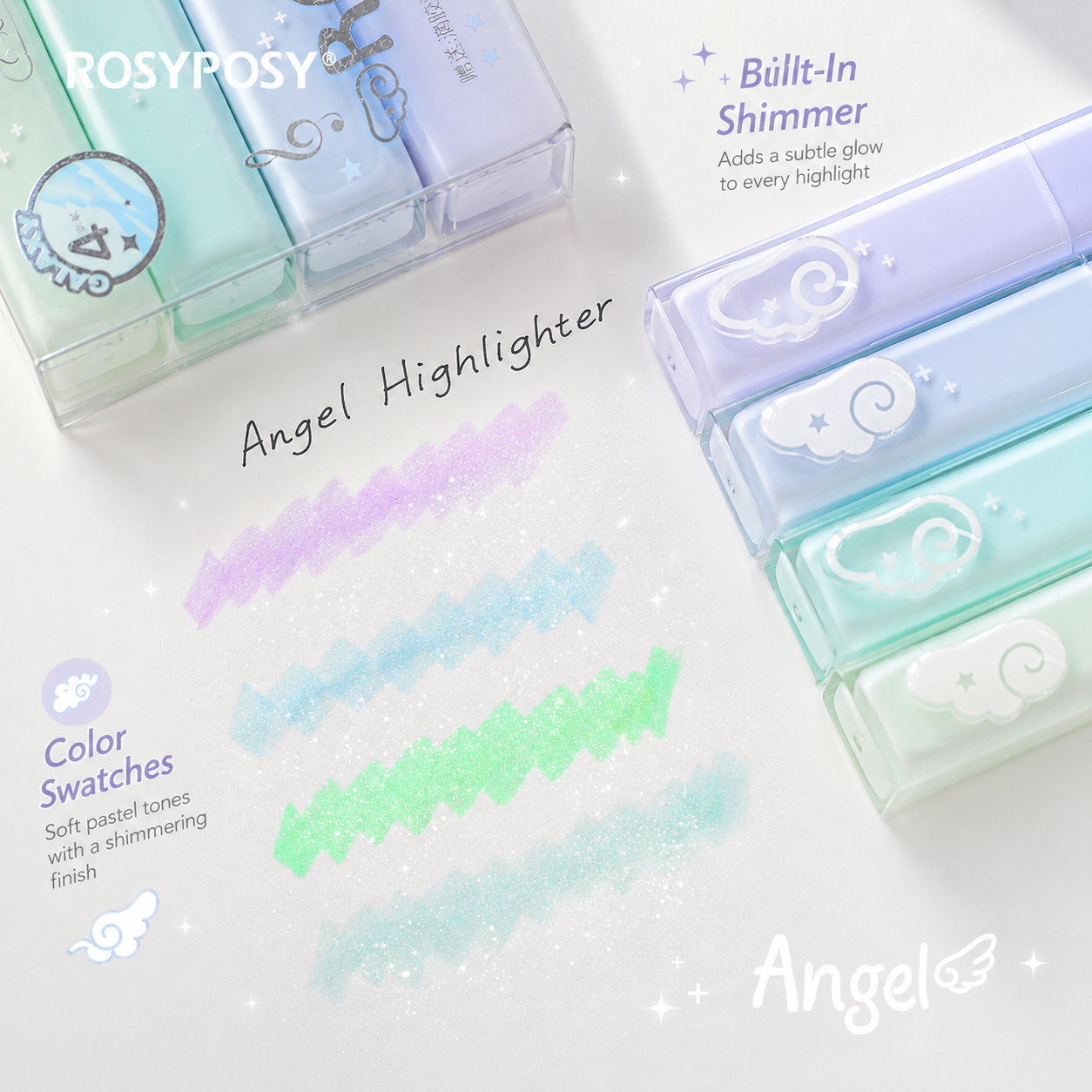 ROSYPOSY Angelic Shimmer Pastel Highlighter Set