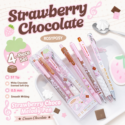 ROSYPOSY Strawberry Chocolate Melody Gel Pen Set by ROSYPOSY - aesthetic stationery and journaling supplies at Lumiyear