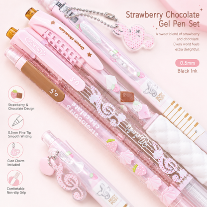 ROSYPOSY Strawberry Chocolate Melody Gel Pen Set