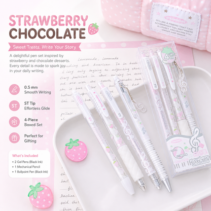ROSYPOSY Strawberry Chocolate Melody Gel Pen Set