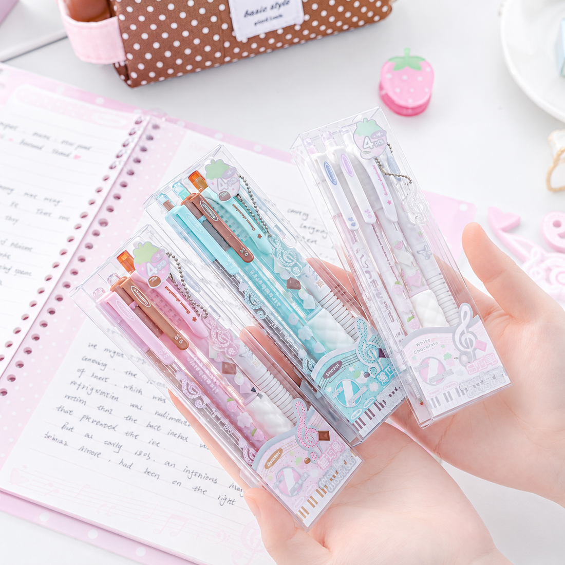 ROSYPOSY Strawberry Chocolate Melody Gel Pen Set