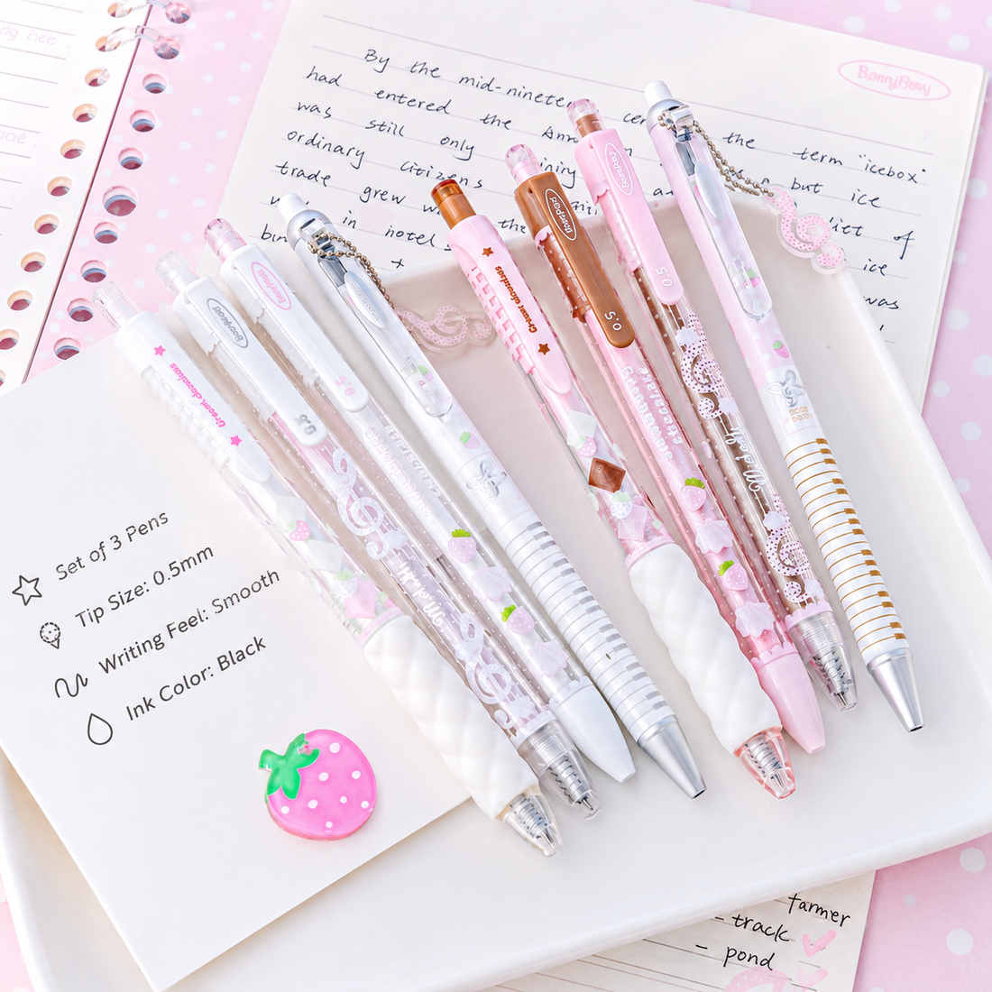 ROSYPOSY Strawberry Chocolate Melody Gel Pen Set