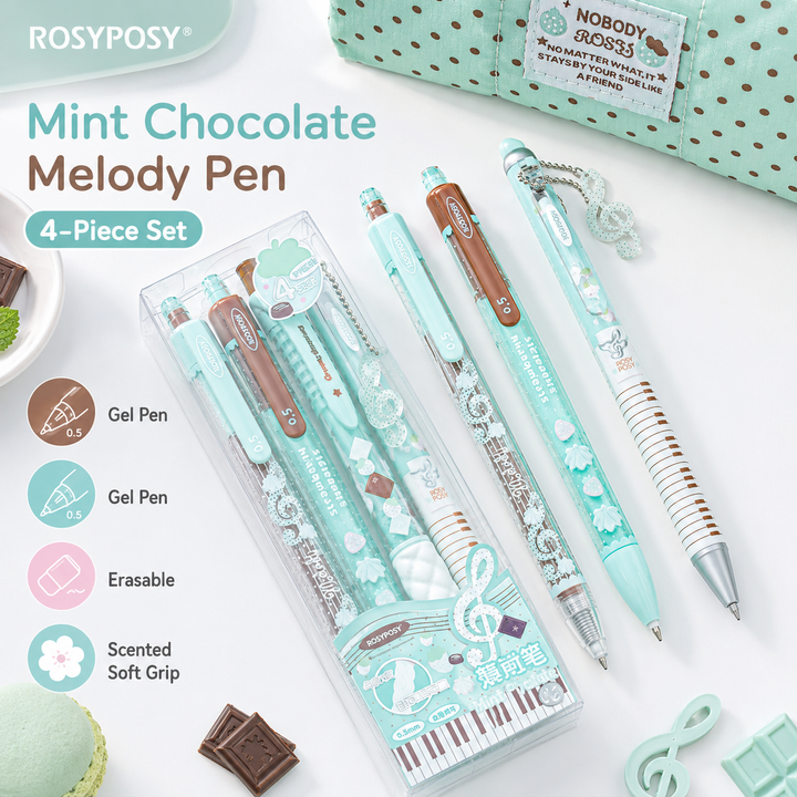 ROSYPOSY Strawberry Chocolate Melody Gel Pen Set by ROSYPOSY - aesthetic stationery and journaling supplies at Lumiyear