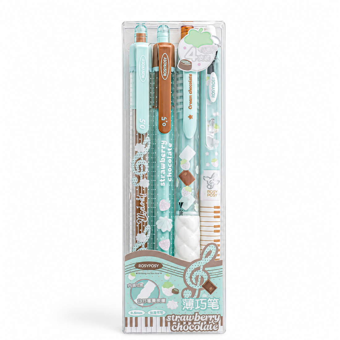 ROSYPOSY Strawberry Chocolate Melody Gel Pen Set